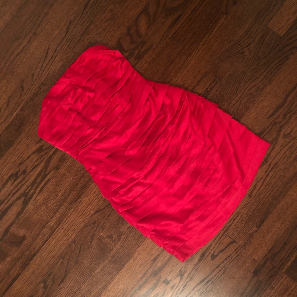 Strapless Red Satin Dress
